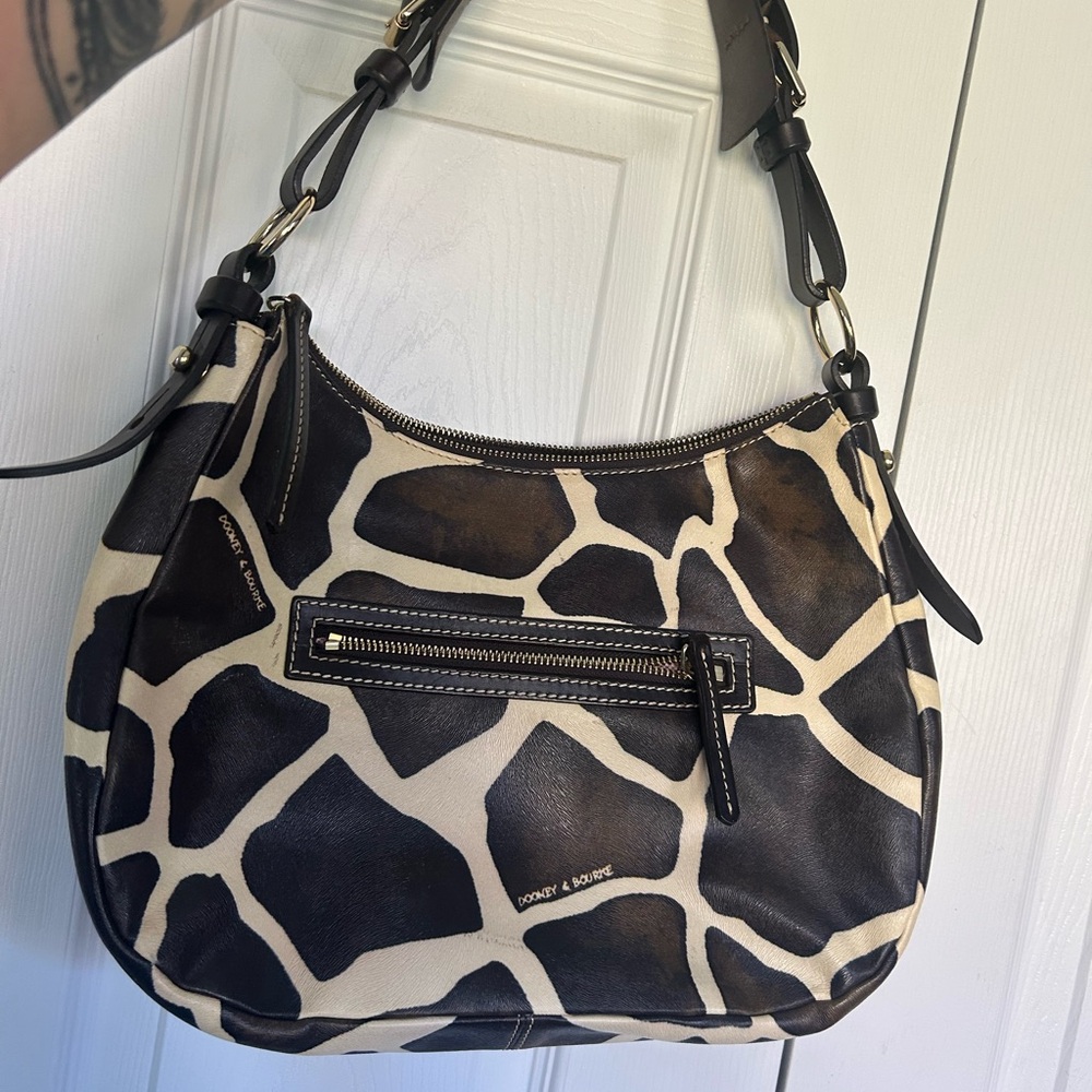 Dooney & Bourke Giraffe Pattern Shoulder Bag - Black and Brown - Picture 2 of 6